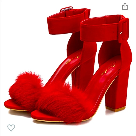 Amazon Shoes - Fuzzy Red Shoes